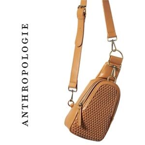 Anthropologie Woven Tan Crossbody Bag